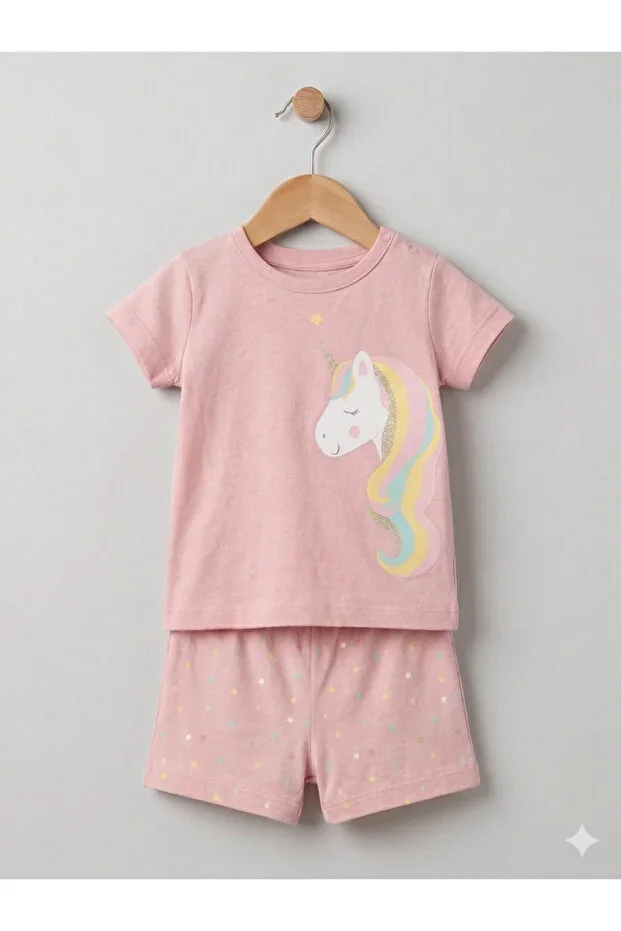 Unicorn Print Summer Girl Baby Two-Piece Set