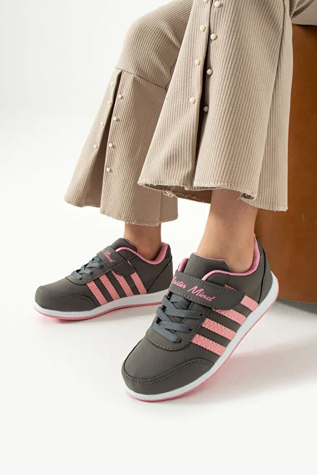 Children's Laced Single Velcro Flexible Lightweight Faux Leather Unisex Sneaker Comfortable Sports Shoe