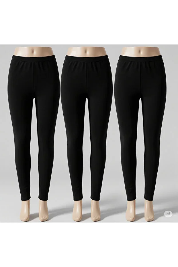 Economical 3-Pack Unisex Thermal Winter Thermal TIGHTS BLACK (3 PCS)