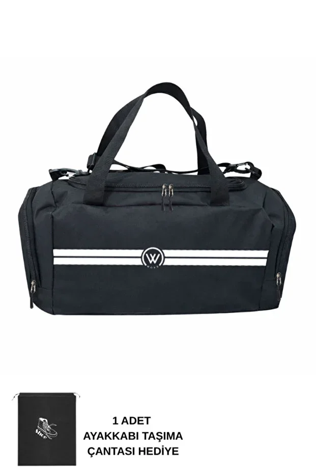 Unisex Black Compartmented Sports Bag