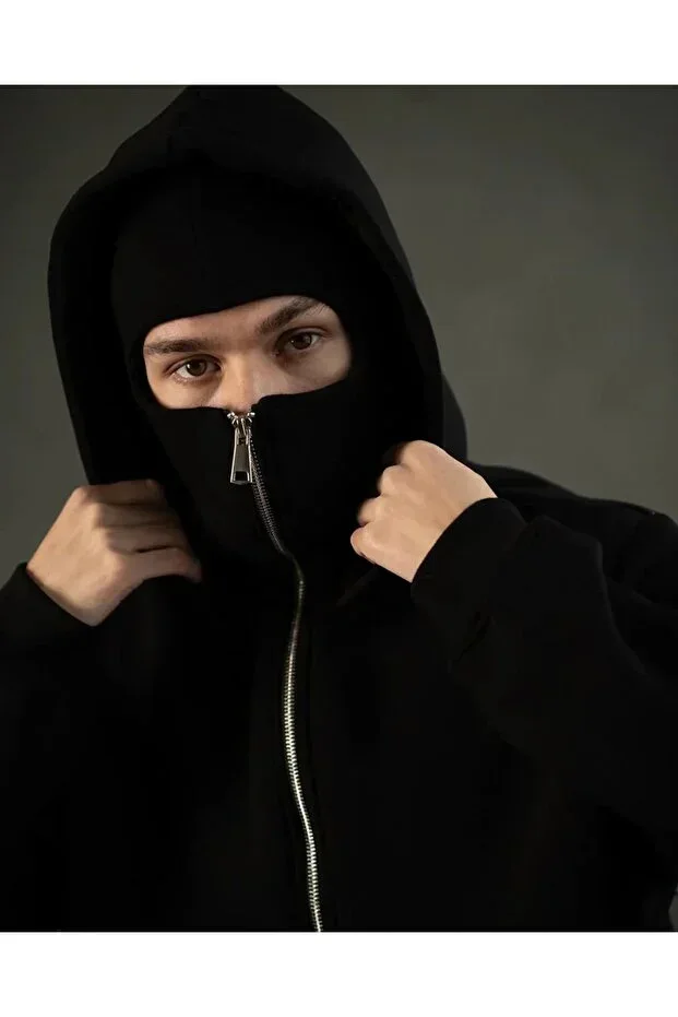 Ninja Hooded Sweatshirt Cardigan 2-thread thick fleece