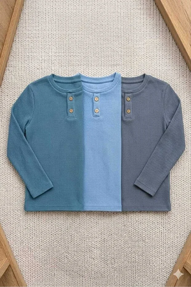 3-Piece Set Ribbed Long Sleeve Boys Sweatshirt 5-12 Years (True Fit Excellent Quality)