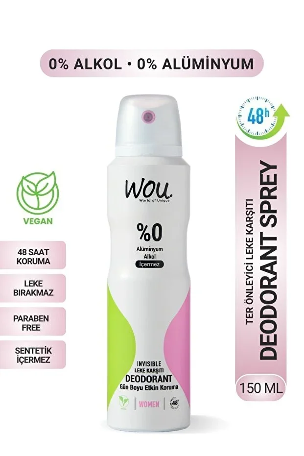 Women's Deodorant Spray, Talc-Free, 48h Effective Vegan, Alcohol-Free, 150ml