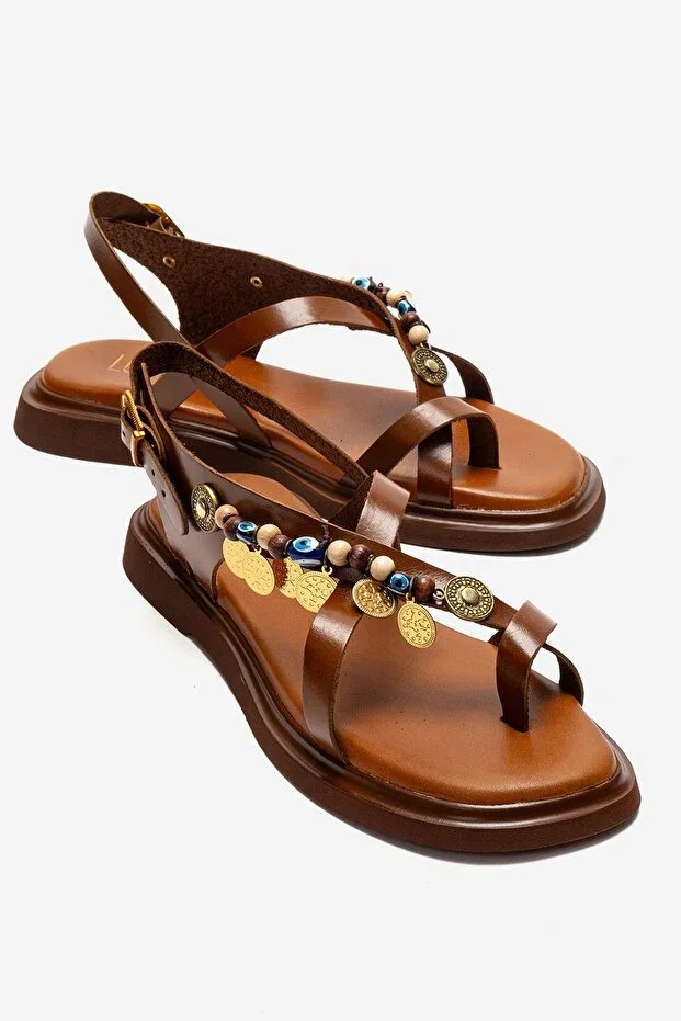 HUSH Tab Genuine Leather Beaded Women's Thong Sandal