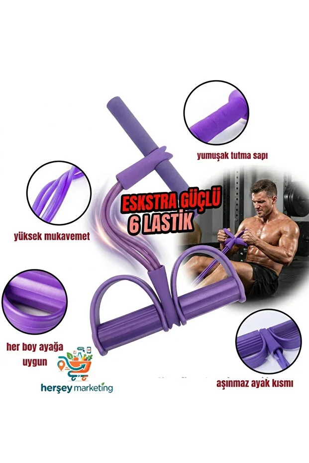 6 Elastic Band Fitness Equipment Body Trimmer Pilates Resistance Band Abdomen Arm Leg and Full Body Trainer Pedal Fitness Equipment