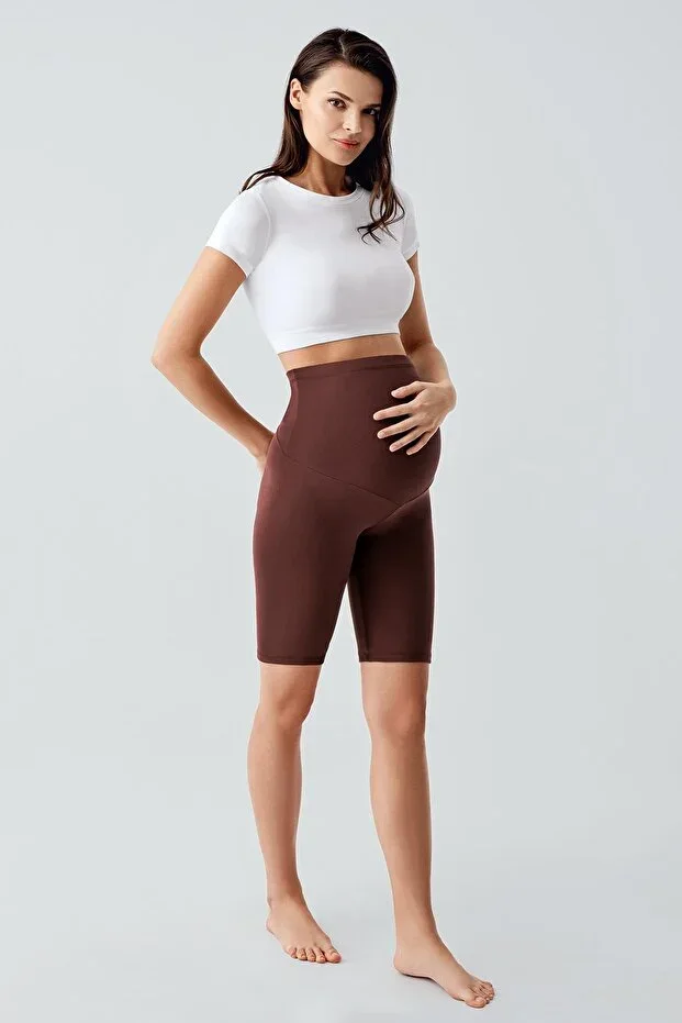 Knee-Length Biker Flexible Adjustable Waist Maternity Tights T12