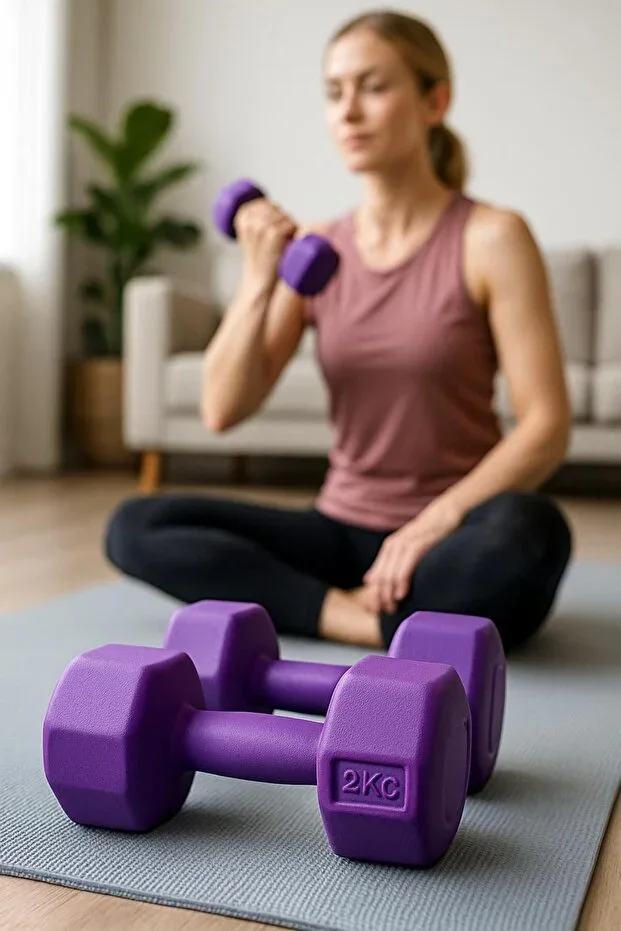 2 Kg X 2 Pcs Dumbbell Vinyl Coated Dumbbell Weight - Purple