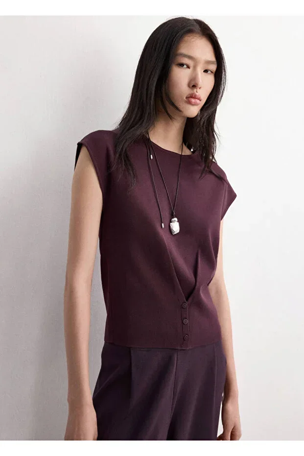 MANGO Buttoned knit blouse