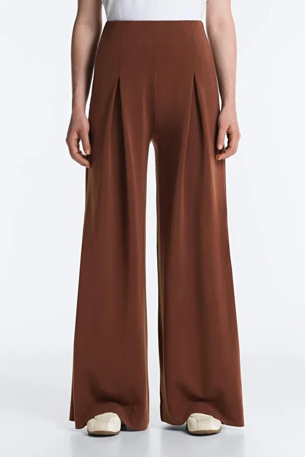Oysho Modal and soft touch long pleated trousers