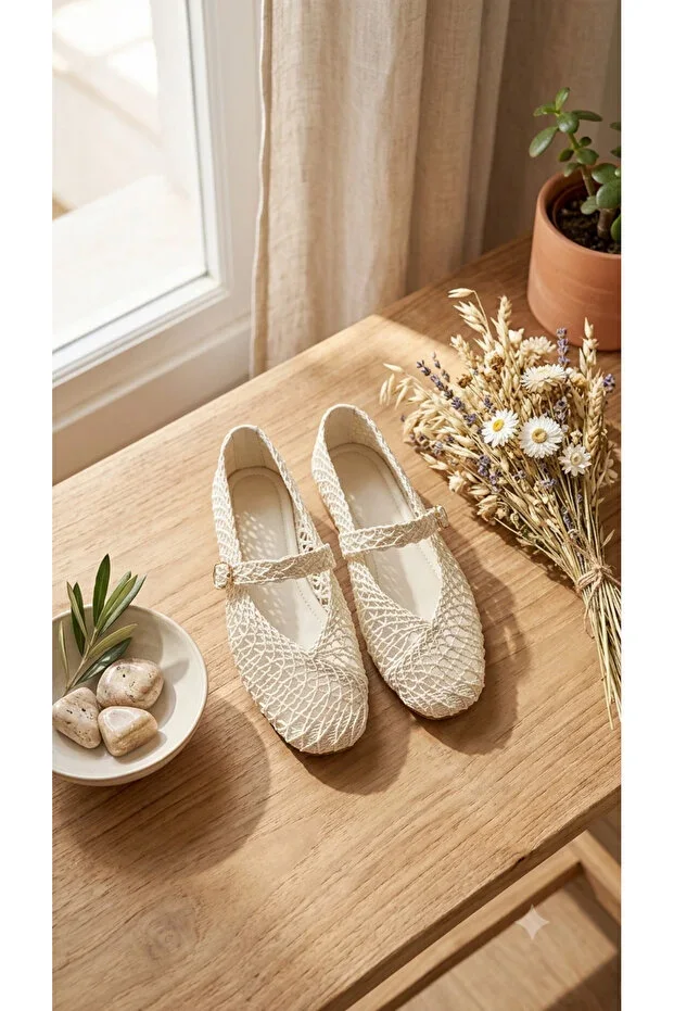 Orthopedic Sole Square Toe Stylish Knit Ballet Flats