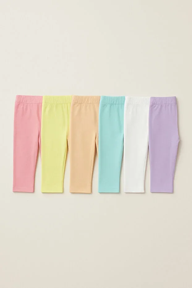 Girls' Half Tights 6 Pieces/Pastel Colors Cotton Under Dress and Skirt
