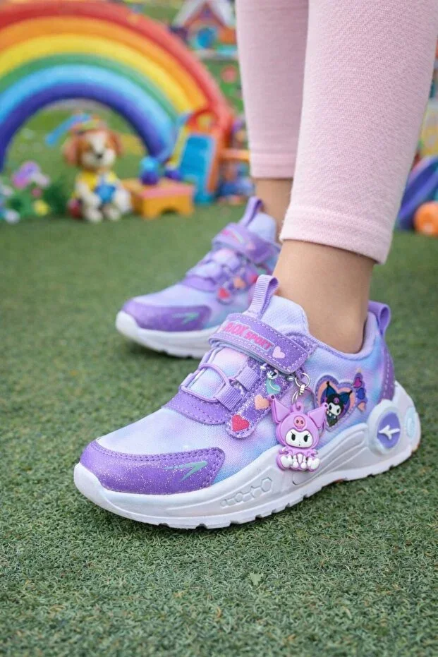 Girls Velcro Kromi Non-Slip Sole Daily Sports Shoes School Shoes Purple