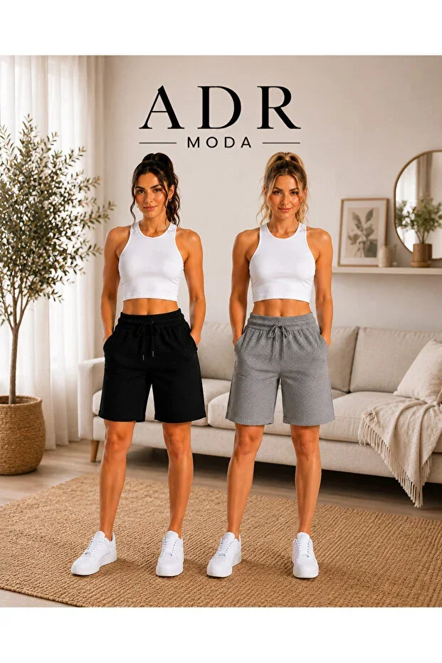 ADR MODA Basic Shorts 2-Pack Black Grey Daily Comfortable Shorts Non-See-Through