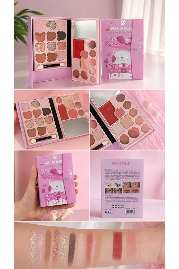 Makeup Palette - Makeup Set Shiny & Pastel Tones (21 Types) Book-shaped