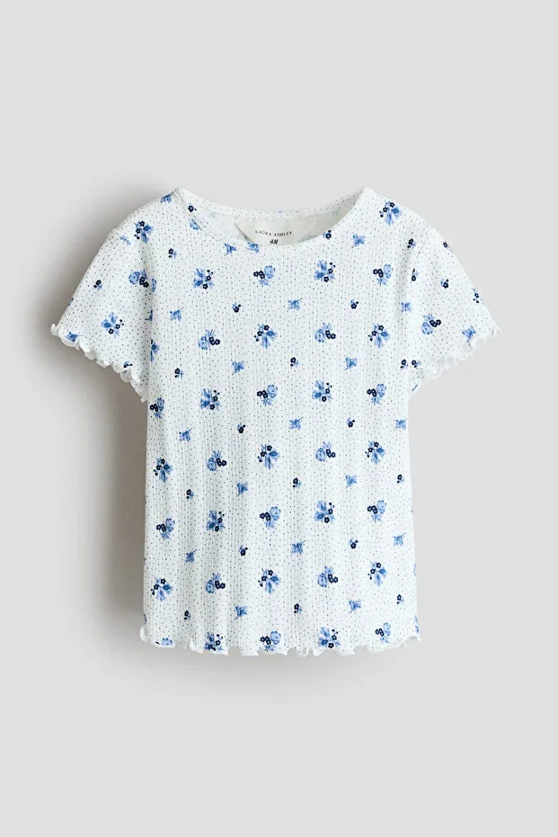 Patterned and Perforated Jersey T-shirt