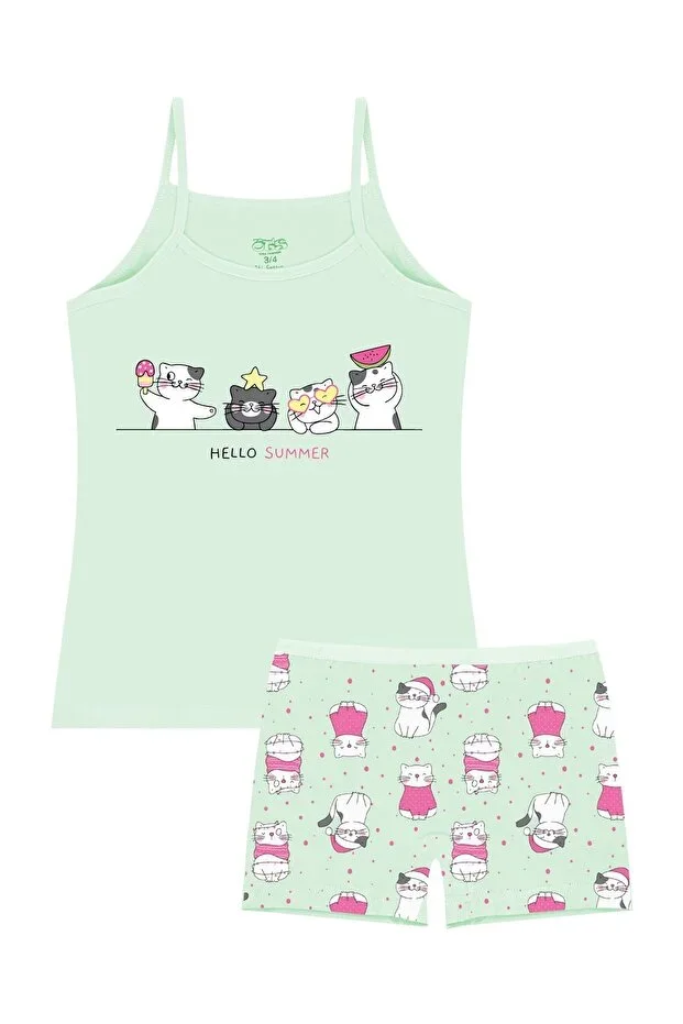 Girls' Boxer Briefs Lycra Green Ice Cream (%96 Cotton - %4 Elastane)