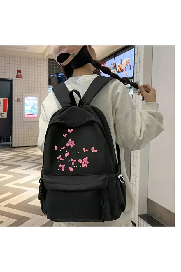 Flowers Print Unisex School Backpack