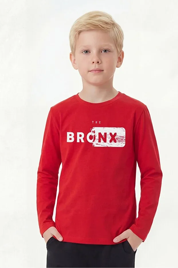 Round Neck Long Sleeve Print Detail Boy's Sweatshirt