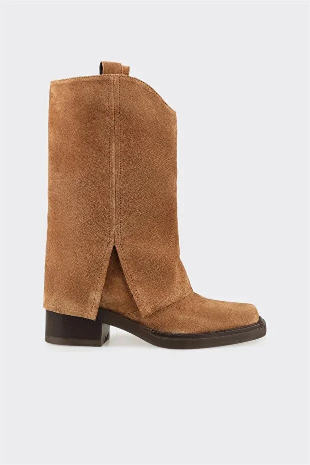 Elle Shoes Women's Brown Leather Western Boots