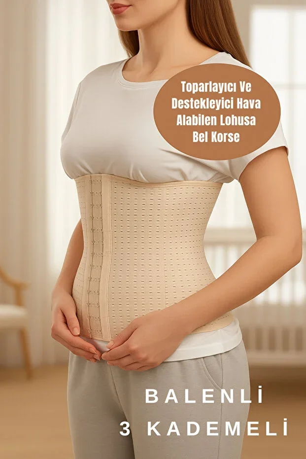 ShapePro Latex Boned Breathable Postpartum Tightening and Shaping Corset with Hook-and-Eye Closure