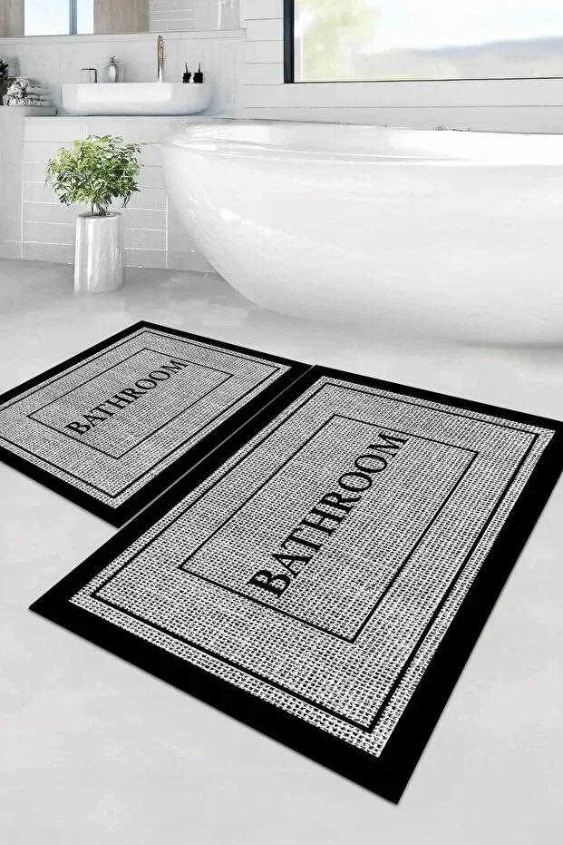 Digital Non-Slip Washable Jute Look Double Bathroom Mat Bathroom Mat Set Bathroom Rug