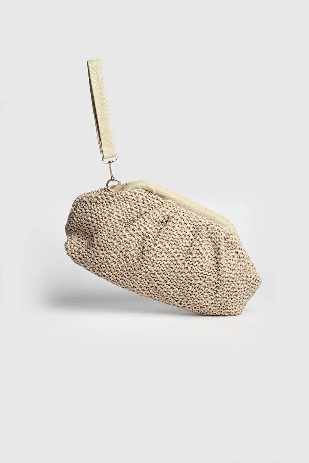 La La'Graccio Paris Women's Sofia Straw-Knit Portfolio Shoulder Bag Knit Mink