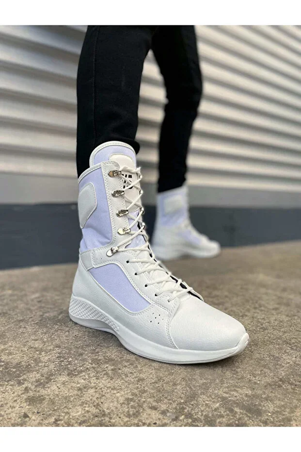 TH Collection JY799 Verton Lace-up Orthopedic Sole Daily Leather Men's Military Boots CBT White -