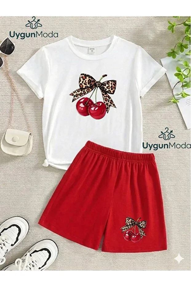 CHERRYWOLF PRINTED T-SHIRT SHORTS SUMMER TOP-BOTTOM KIDS SET