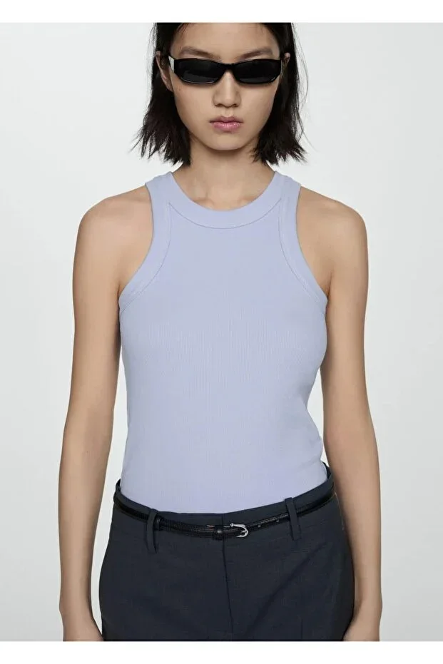 MANGO Elastic knit cotton blouse