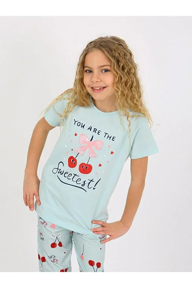 Girls' Short Sleeve 100% Cotton Pajama Set Cherry