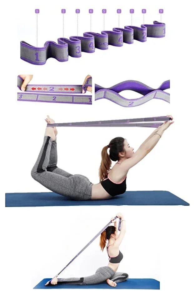 Professional Gymnastics Training Band 9-Level Pilates Yoga Resistance Sport Elastic Stretcher Yoga Band