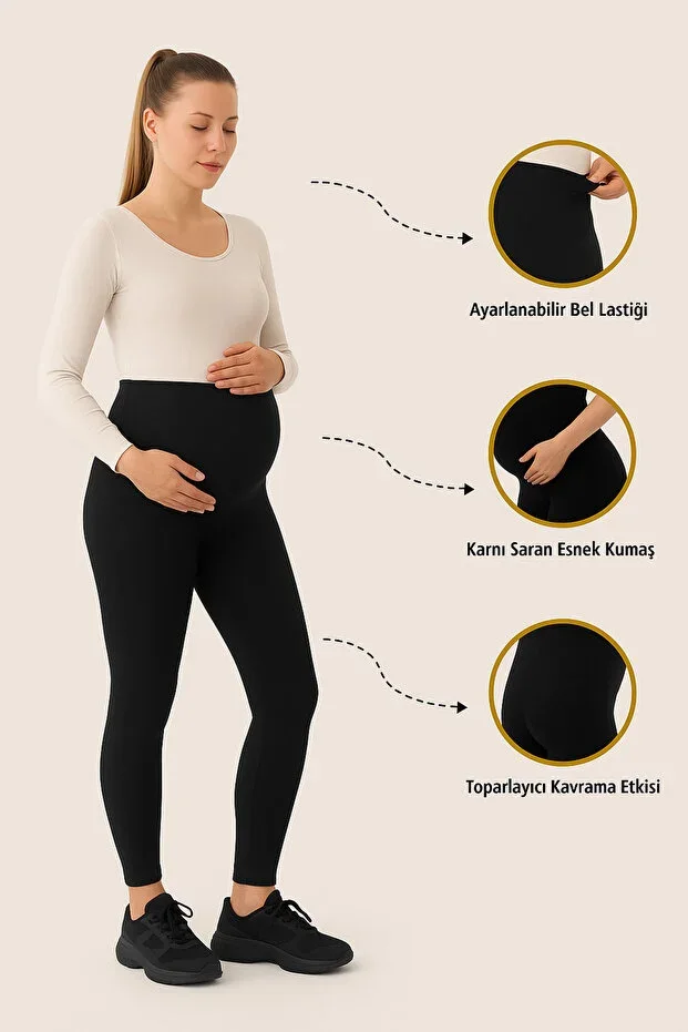 Belly Moon Adjustable High Waist Flexible Black Shaping Maternity Tights