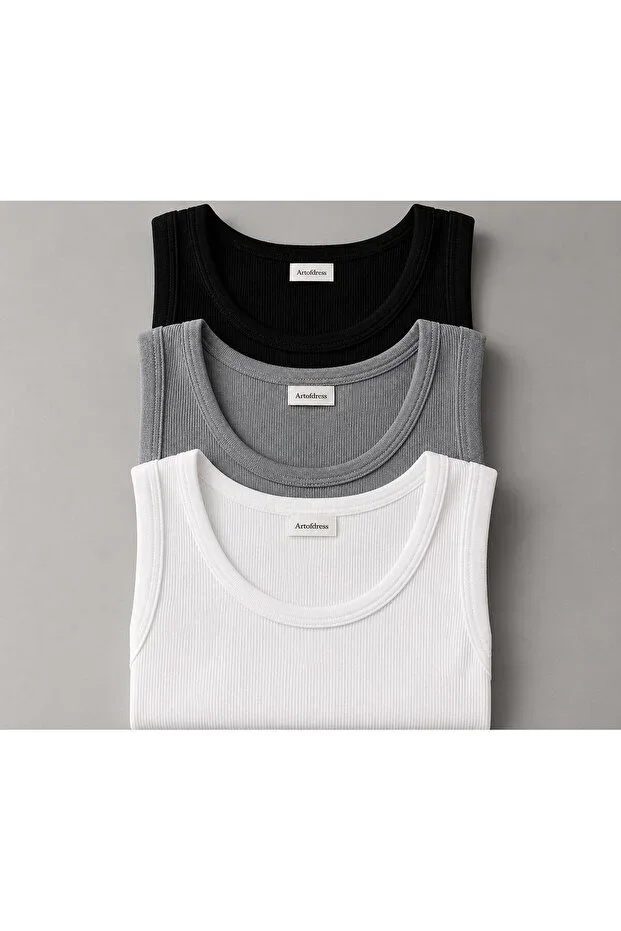 3-Piece Ribbed Halter Neck Lycra Ribbed Undershirt