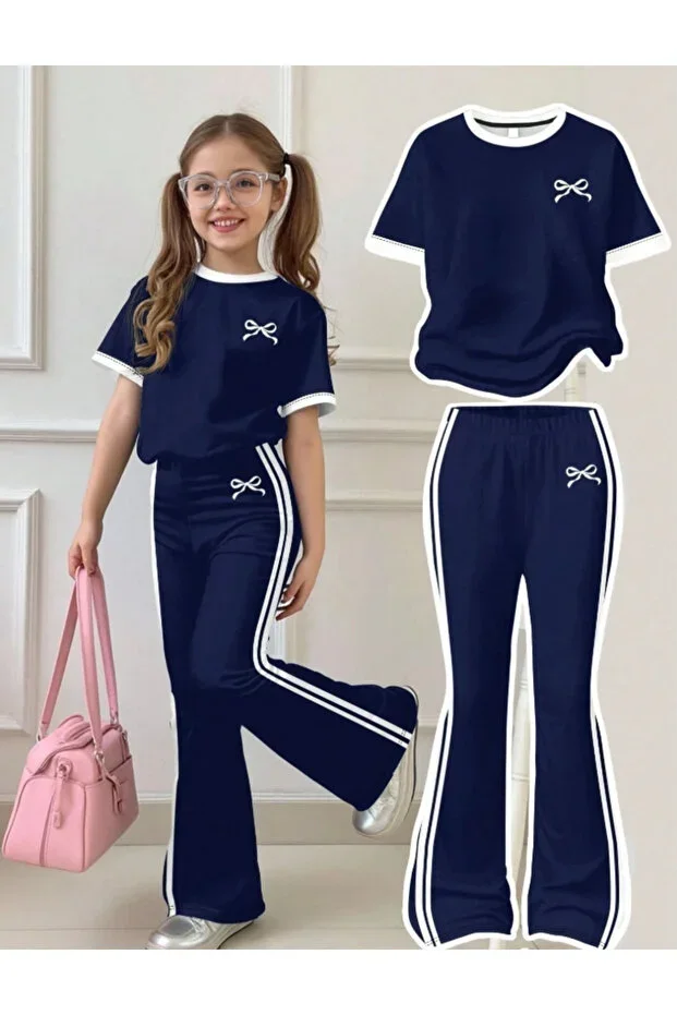PEK-ŞIK MODA STRIPED SPECIAL DESIGN SUMMER CORNER PRINTED GIRL'S SET