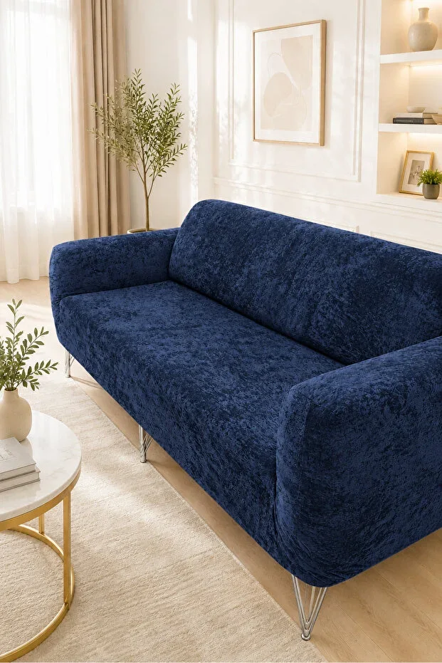 Velvet Elastic Flexible Washable Three-Seater Sofa Cover / Sofa Slipcover