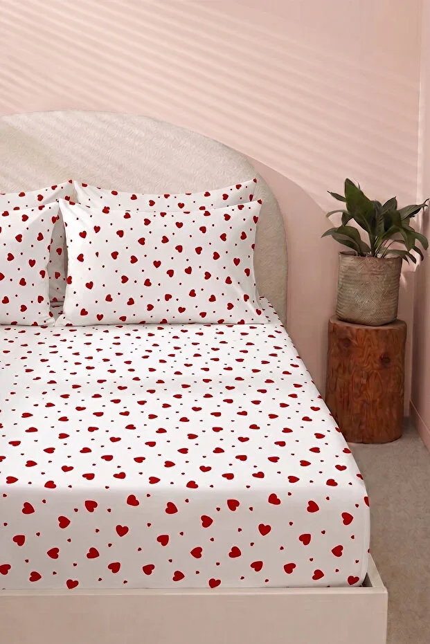 Heart Pattern Elasticated Sheet Set - Single/Double/King Size
