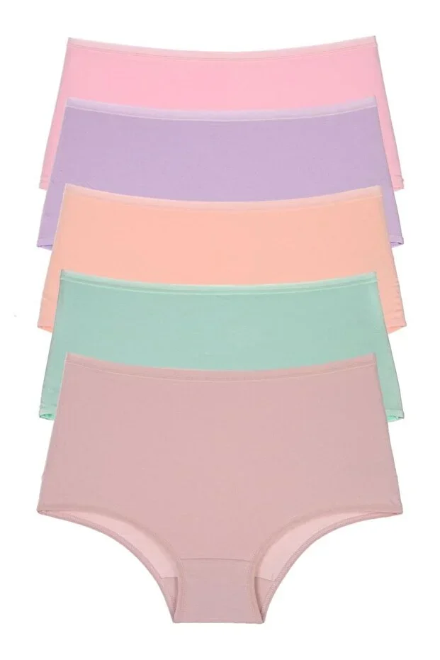 Women's Briefs 5 Pack High Waist Cotton Elastane Salmon