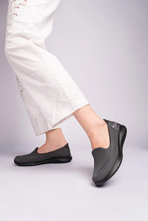 Women's FUME BLACK Full Orthopedic Suitable for Diabetics Daily Use Walking Sneakers Shoes