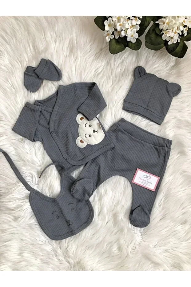 Bear Minimal Taş 5'li Newborn Hospital Exit Set