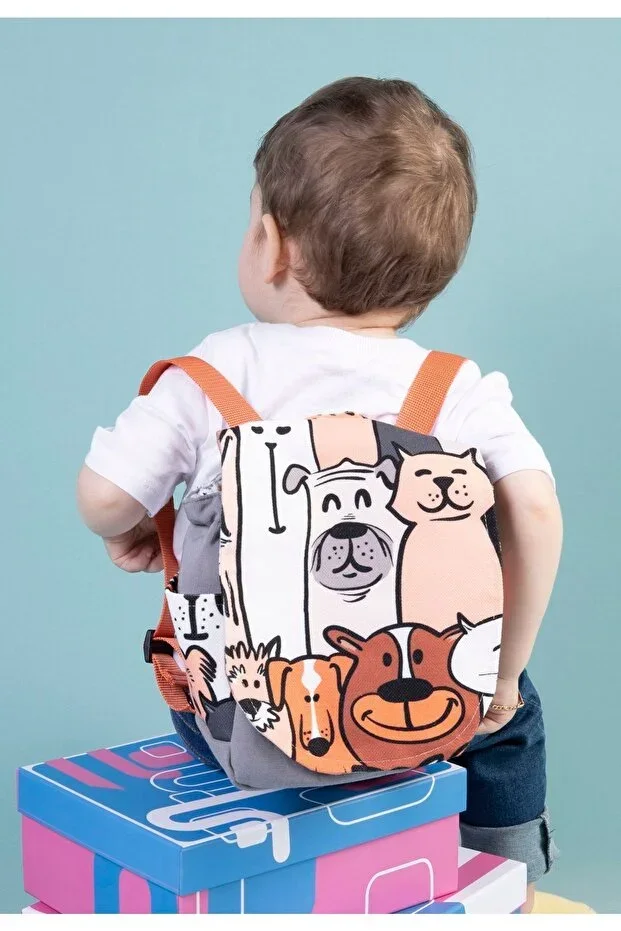0-7 Years Daily Dog Faces 101 Kids Backpack 25x22x15