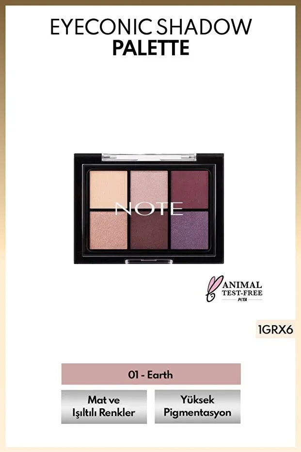 Note Cosmetics Eyeconic Eyeshadow Palette Matte and Shimmer Powder Eyeshadow Palette - 01 Earth