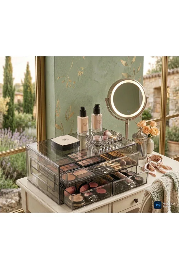 DRAWER BOX: Multipurpose Transparent Anthracite Drawer, Acrylic Organizer