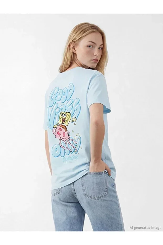 XSIDE Round Neck SpongeBob Print Women's T-Shirt