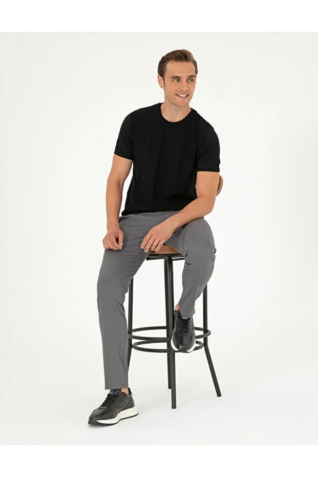 Grey Slim Fit Basic Canvas Trousers 50292522-VR024