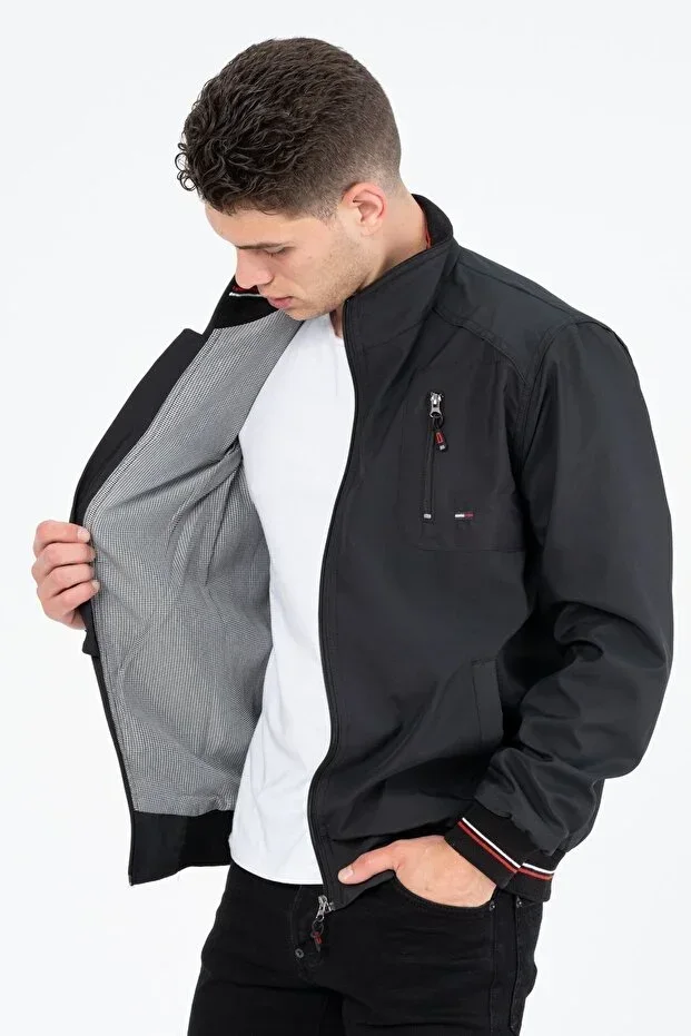 Black Lined Seasonless Men's Jacket Waterproof Windproof