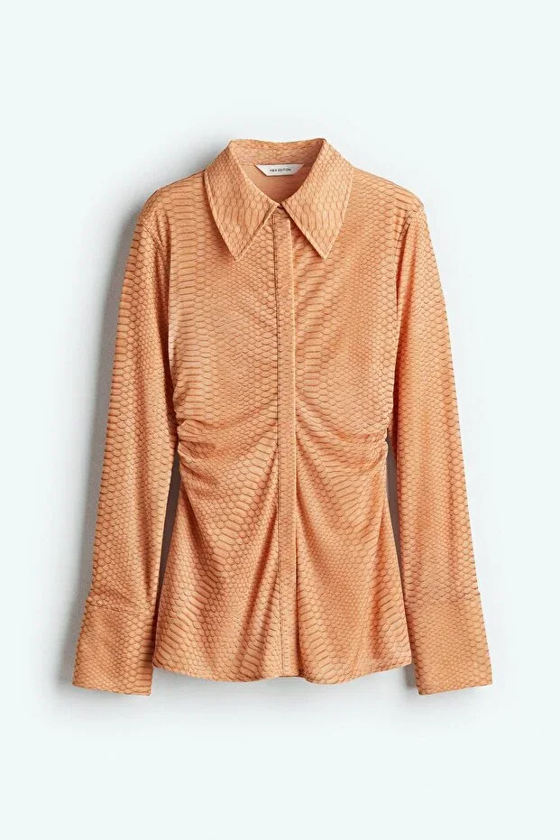 H&M Gathered Mesh Shirt