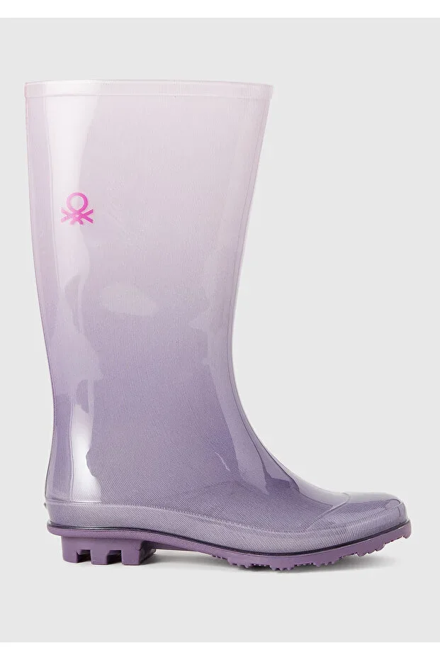 Boys' Lilac Faded Effect Contrast Color Rubber Sole Rain Boots