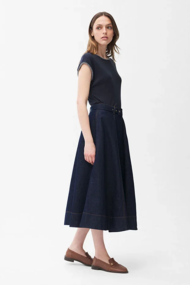 adL Ruffled Denim Skirt