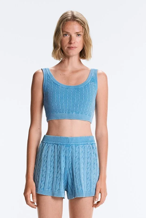 Oysho Washed knit crop strap blouse