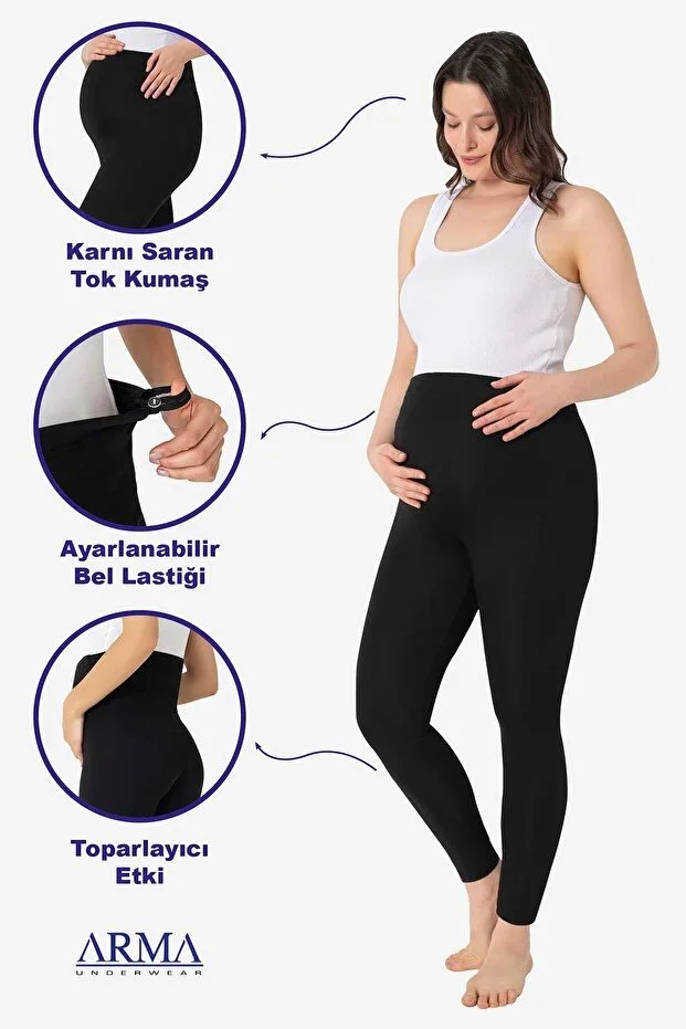 Waist Adjustable Black Flexible High Waist Maternity Tights